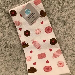Martha Stewart Pink & Brown Sweet Treats Valentines Day Kitchen Towel NWT Cotton